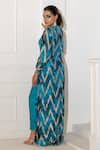 Shop_Akanksha Mago_Blue Georgette Print Abstract Round Neck Long Tunic With Pant _at_Aza_Fashions