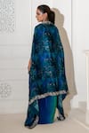 Shop_Akanksha Mago_Blue Crepe Print Abstract Cape Front Open And Skirt Set _at_Aza_Fashions