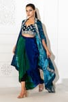 Akanksha Mago_Blue Crepe Print Abstract Cape Front Open And Skirt Set _Online_at_Aza_Fashions