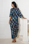 Shop_Akanksha Mago_Blue Georgette Print Abstract V Neck Chevron Embroidered Kurta With Pant _at_Aza_Fashions