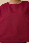 Buy_The Summer House_Red Linen Cotton Hand Embroidered Thread Boat Affan Front Top _Online_at_Aza_Fashions