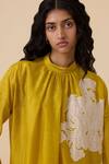 Shop_The Summer House_Yellow Handwoven Chanderi Applique High Aira Embroidered Midi Dress _Online_at_Aza_Fashions