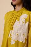 Shop_The Summer House_Yellow Handwoven Chanderi Applique High Aira Embroidered Midi Dress 