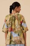 Shop_The Summer House_Yellow Organic Cotton Voile Printed Scenic Notched Bheer Top_at_Aza_Fashions