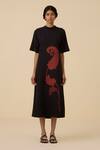 The Summer House_Black Wool Cotton Embroidered Paisley Round Ehan Midi Dress _Online_at_Aza_Fashions