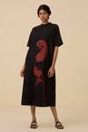 Buy_The Summer House_Black Wool Cotton Embroidered Paisley Round Ehan Midi Dress _Online_at_Aza_Fashions