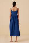 Shop_The Summer House_Blue Cotton Silk Solid Round Hamza Midi Dress _at_Aza_Fashions