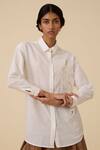 Buy_The Summer House_White Spun Embroidered Paisley Collared Joyce Shirt _at_Aza_Fashions