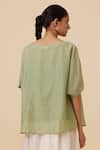 Shop_The Summer House_Green Cotton Silk Solid Round Kosh Cape Top _at_Aza_Fashions