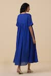 Shop_The Summer House_Blue Cotton Silk Plain Boat Neck Latifa Dress _at_Aza_Fashions