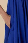 Shop_The Summer House_Blue Cotton Silk Plain Boat Neck Latifa Dress _Online_at_Aza_Fashions