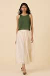 Shop_The Summer House_Green Linen Cotton Embroidery Thread Round Olena Floral Crop Top _Online_at_Aza_Fashions