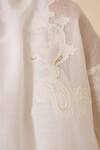 Buy_The Summer House_White Handwoven Chanderi Embroidery Floral Band Collar Raha Placement Top _Online_at_Aza_Fashions