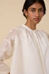 Buy_The Summer House_White Handwoven Chanderi Embroidery Floral Band Collar Raha Placement Top 