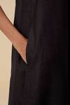 The Summer House_Black Cotton Silk Plain Round Sansa One Shoulder Draped Dress _at_Aza_Fashions