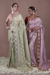 Buy_The Pink Penguin by Charmy_Purple Silk Embroidered Mirror Scoop Saree With Blouse _Online_at_Aza_Fashions