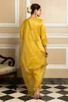 Shop_Dohr India_Yellow Kurta And Salwar Tissue Blend Embroidered Dabka V-neck Saanvi Set _at_Aza_Fashions