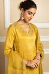 Buy_Dohr India_Yellow Kurta And Salwar Tissue Blend Embroidered Dabka V-neck Saanvi Set _Online_at_Aza_Fashions