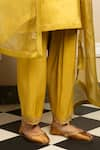 Shop_Dohr India_Yellow Kurta And Salwar Tissue Blend Embroidered Dabka V-neck Saanvi Set _Online_at_Aza_Fashions