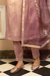 Shop_Dohr India_Purple Kurta And Pant Tissue Blend Embroidered Dabka V-neck Suhani Zari Set _Online_at_Aza_Fashions