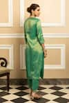 Shop_Dohr India_Green Kurta And Pant Tissue Blend Embroidered Dabka Suhani Metallic Zari Set _at_Aza_Fashions