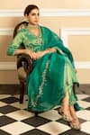 Shop_Dohr India_Green Kurta And Pant Tissue Blend Embroidered Dabka Suhani Metallic Zari Set _Online_at_Aza_Fashions