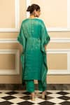 Shop_Dohr India_Green Tissue Chanderi 48% Cotton 44% Metallised Fibre 8% Silk Kaftan With Pant _at_Aza_Fashions