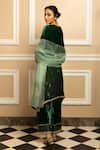 Shop_Dohr India_Green Silk Velvet Embroidery Zari Round Neck Mehfil Kurta Palazzo Set _at_Aza_Fashions