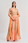 Buy_Koswi_Peach Viscose Printed Abstract Scoop Floral Lehenga Set _at_Aza_Fashions