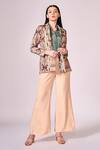 Buy_Koswi_Multi Color Viscose Print Geometric Folded Collar Blazer And Pant Set _at_Aza_Fashions