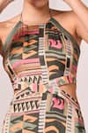 Koswi_Multi Color Viscose Print Aztec Halter Neck Dress _Online_at_Aza_Fashions