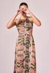 Shop_Koswi_Multi Color Viscose Print Aztec Halter Neck Dress _Online_at_Aza_Fashions