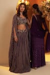 BAIDEHI_Purple Chinon Georgette Digital Print Bandhani Blouse Lehenga Set With Cape _Online_at_Aza_Fashions