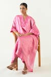 Shop_Shivani Bhargava_Pink Silk Plain Straight Pant _Online_at_Aza_Fashions