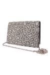 Buy_The Purple Sack_Silver Bead Embroidered Clutch Bag _at_Aza_Fashions