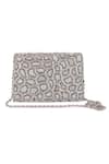 The Purple Sack_Silver Bead Embroidered Clutch Bag _Online_at_Aza_Fashions