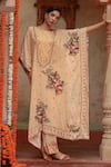 Gazab by Miku Kumar_Ivory Muslin Printed Bird Round Janya Kaftan With Pant _Online_at_Aza_Fashions