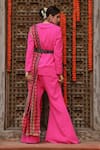 Shop_Gazab by Miku Kumar_Pink Georgette Geometric Lapel Zaara Solid Blazer Sharara Set _at_Aza_Fashions