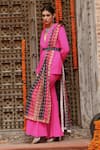 Buy_Gazab by Miku Kumar_Pink Georgette Geometric Lapel Zaara Solid Blazer Sharara Set _Online_at_Aza_Fashions