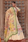 Gazab by Miku Kumar_Yellow Organza Printed Abstract Botanical High Shanvi Lehenga Blouse Set _at_Aza_Fashions