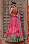 Shop_Gazab by Miku Kumar_Pink Organza Printed Botanical Sweetheart Zooni Lehenga Set _at_Aza_Fashions