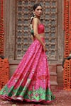 Buy_Gazab by Miku Kumar_Pink Organza Printed Botanical Sweetheart Zooni Lehenga Set _Online_at_Aza_Fashions