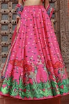 Gazab by Miku Kumar_Pink Organza Printed Botanical Sweetheart Zooni Lehenga Set _at_Aza_Fashions