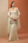 Buy_Esha Koul_White Net Embroidered Sequin Square Kurta Sharara Set _at_Aza_Fashions