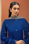 Buy_Esha Koul_Blue Semi Crepe Embroidered Gota Round Straight Kurta Set _Online_at_Aza_Fashions