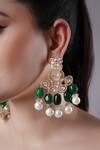 Buy_XAGO_Green Kundan Le Myra Embellished Dangler Earrings _at_Aza_Fashions