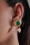 Buy_XAGO_Green Kundan Le Raina Studded Earrings _at_Aza_Fashions