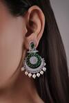 Buy_XAGO_Green Stone Le Daksha Carved Earrings _at_Aza_Fashions