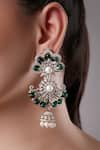 Buy_XAGO_Green Stone Le Phelipe Floret Motif Earrings _at_Aza_Fashions