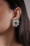 Buy_XAGO_Green Stone Le Aadit Floret Studs _at_Aza_Fashions